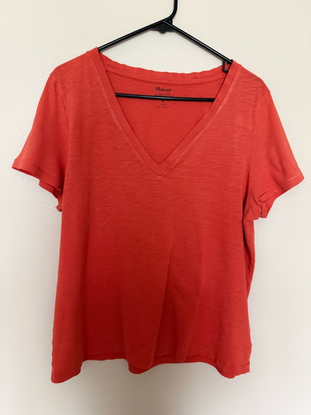 Madewell Orange V-Neck Whisper Tee